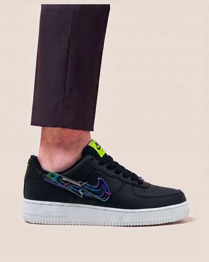 Black with iridescent Swoosh