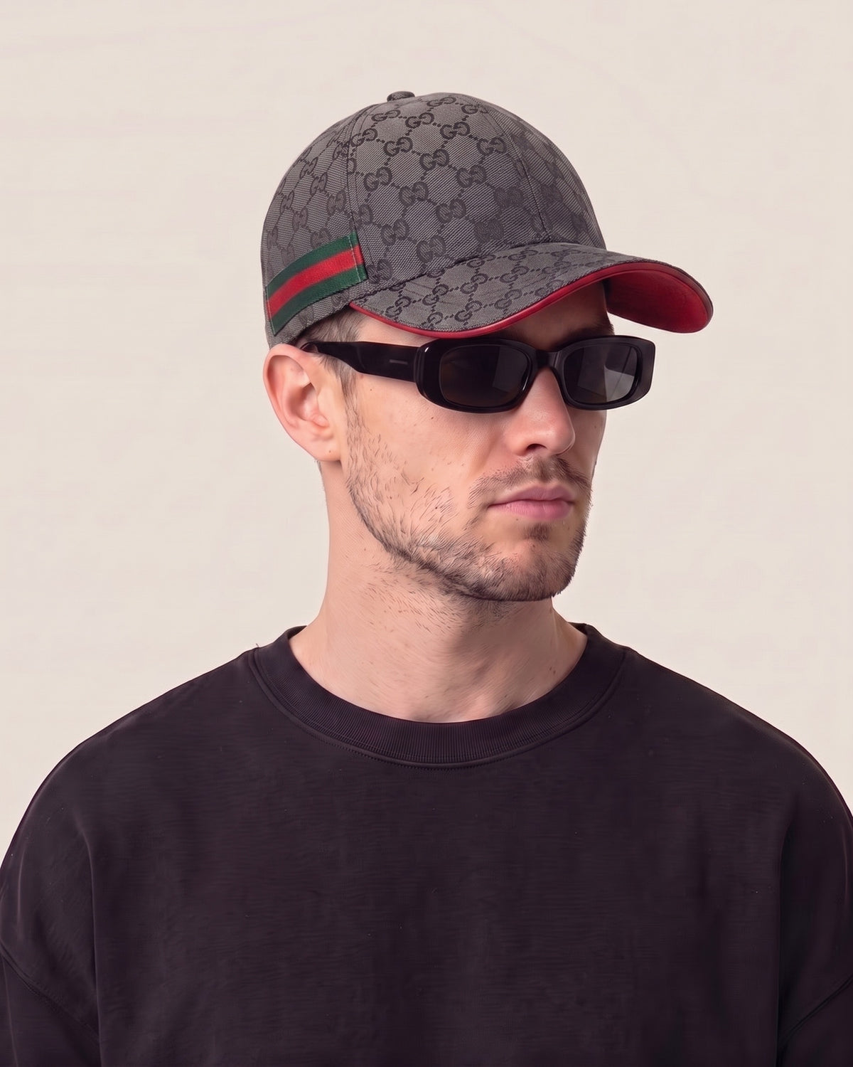 Gucci baseball cap charcoal with Web stripe
