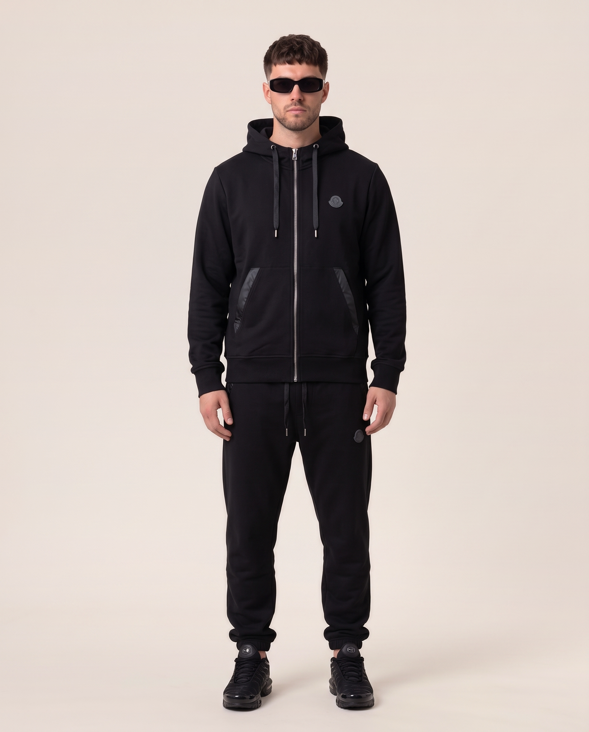 Moncler hooded tracksuit in black