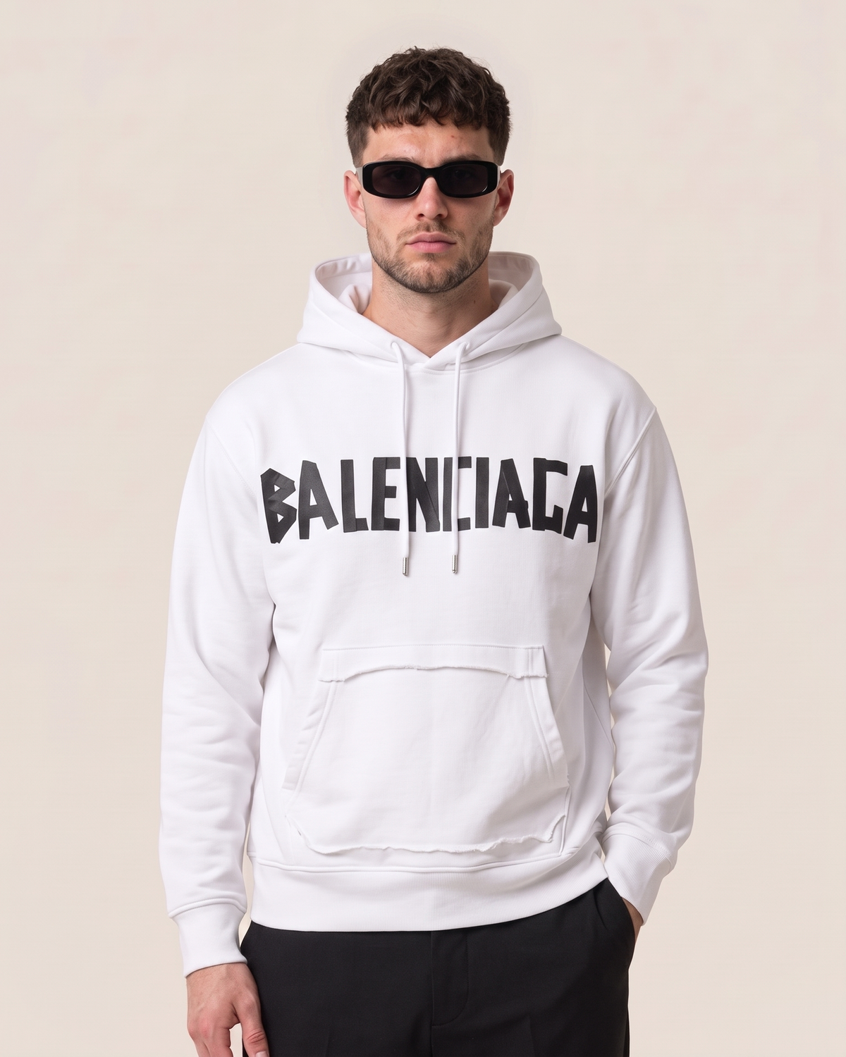 Balenciaga Tape Type hoodie in white, front