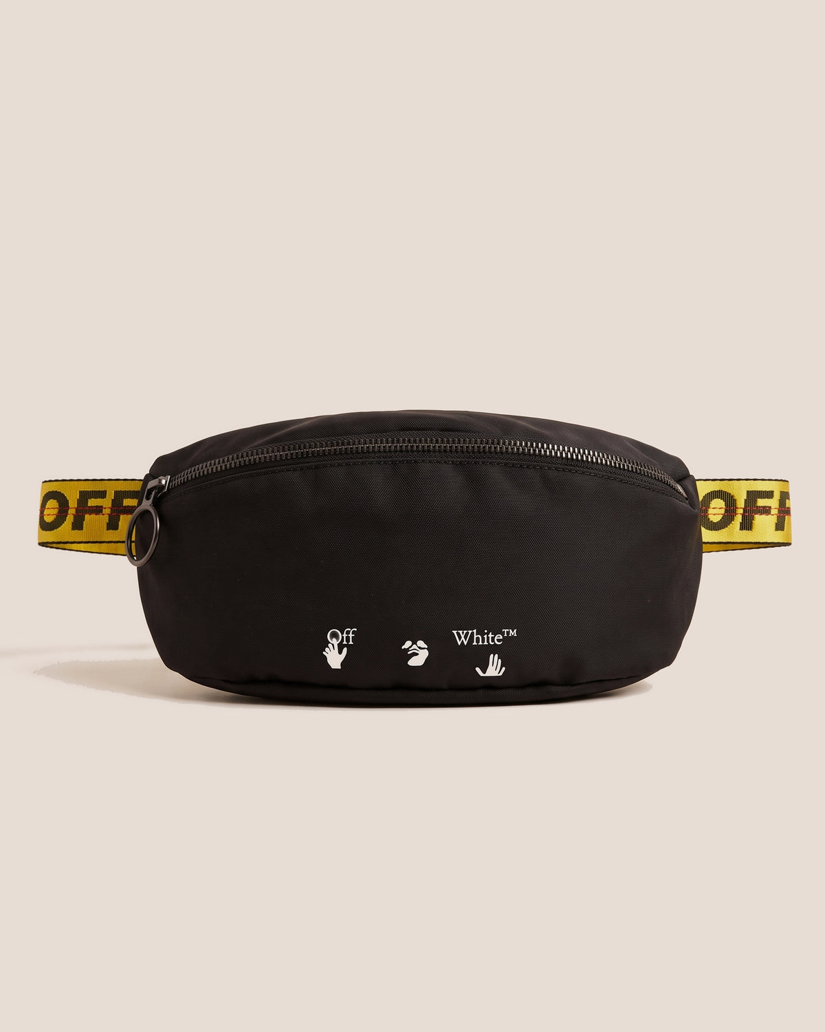Off-White belt bag, black with yellow strap