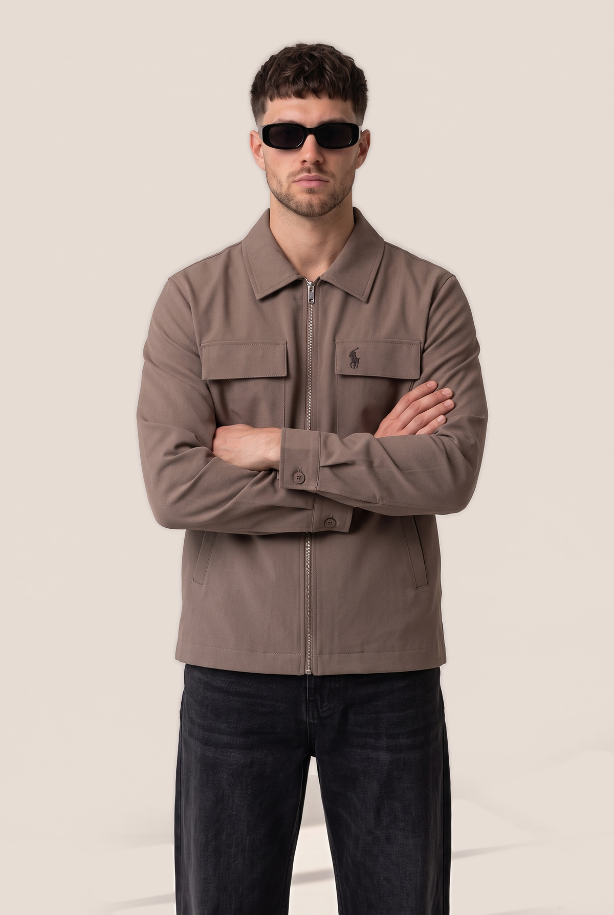 Ralph Lauren zip overshirt in brown