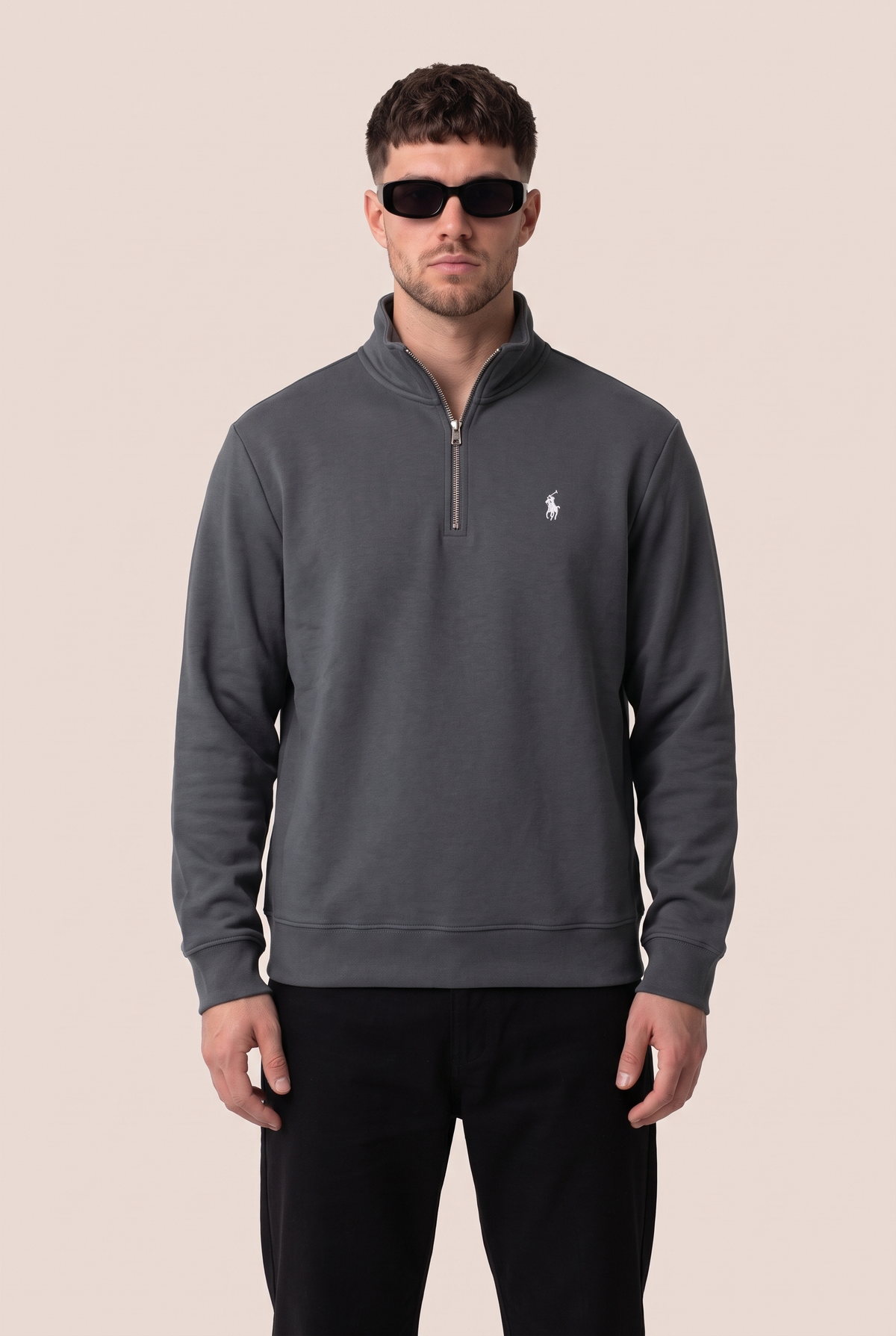 Ralph Lauren quarter-zip sweatshirt in charcoal grey