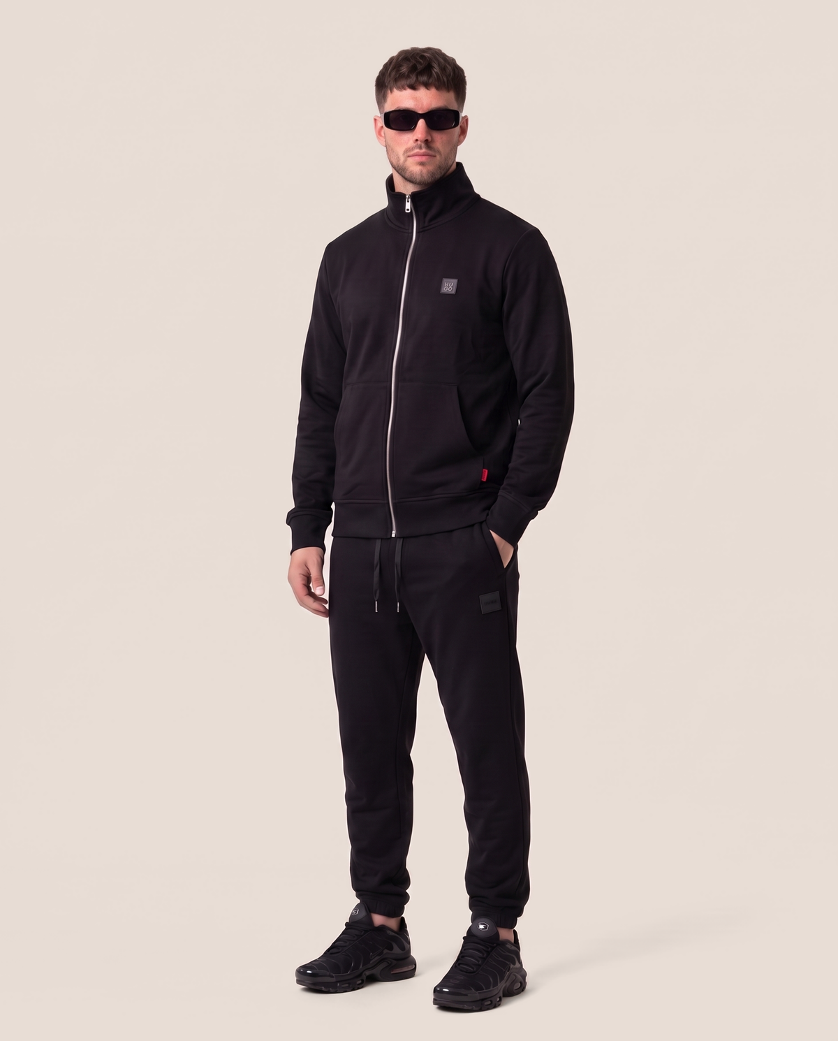 Hugo zip-up tracksuit in black