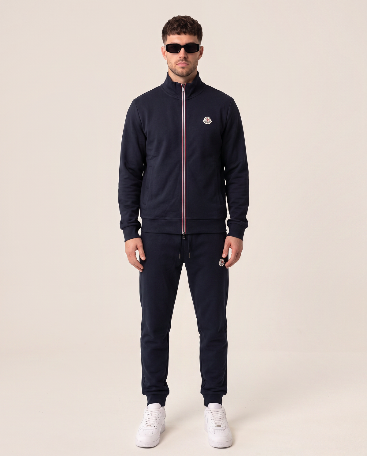 Moncler komplet trenirke z logotipom na prsih - modra
