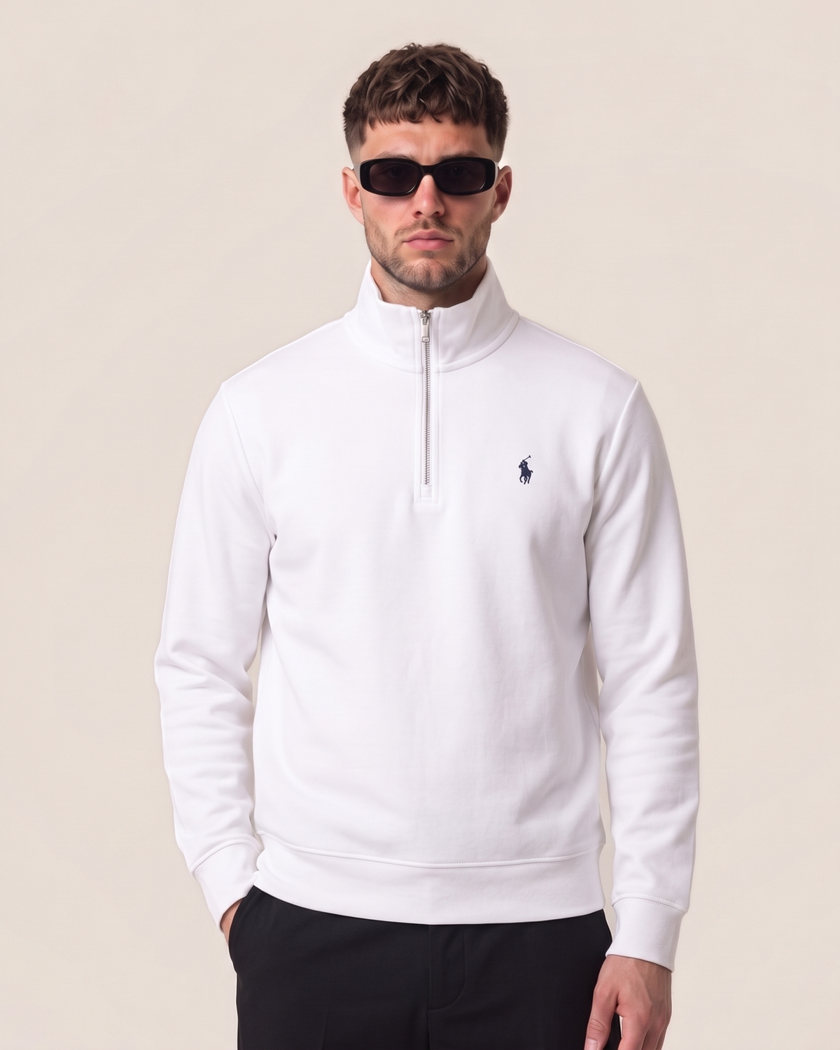 Ralph Lauren quarter-zip sweatshirt in white