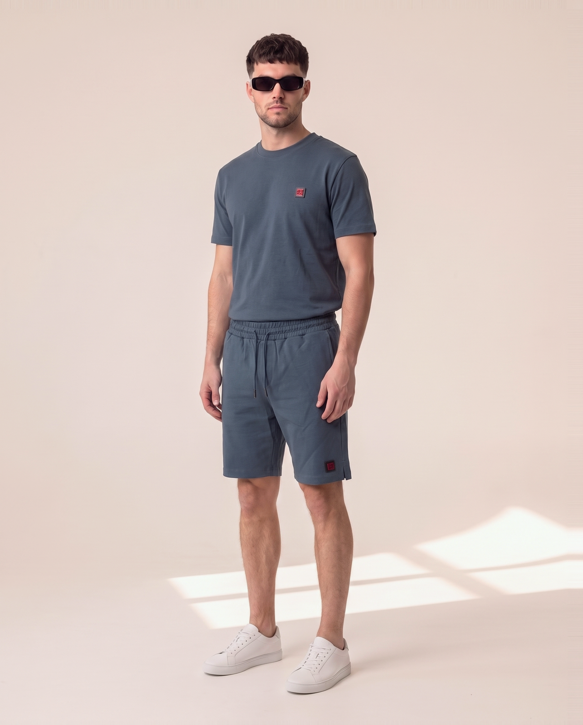 Hugo T-shirt and shorts set Steel blue